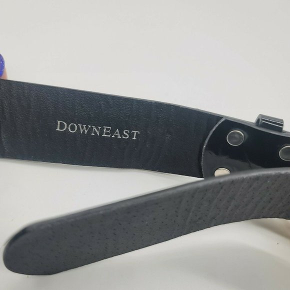 Downeast Faux Patent Leather Belt Floral Beaded Buckle Women's 38 - Picture 4 of 4